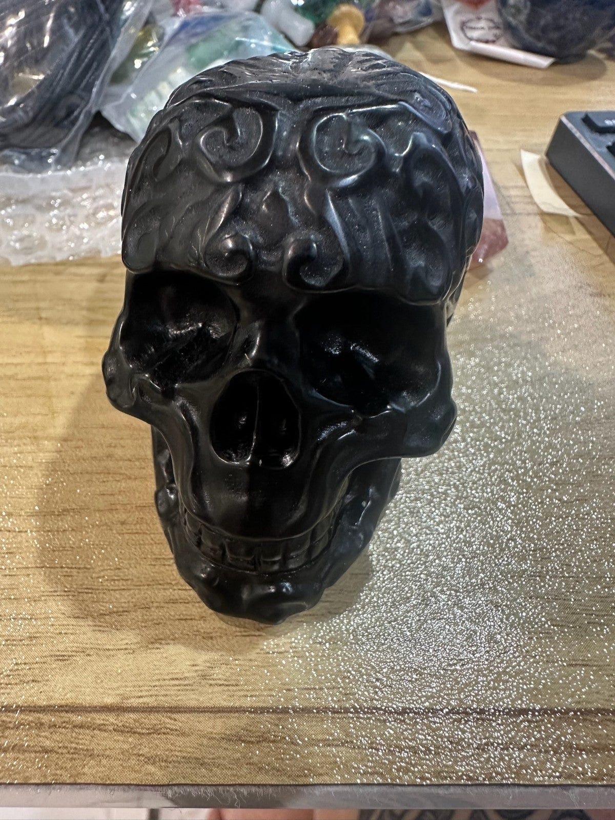 Mexican Lace Agate Skull Carving – 330g Transformation • Strength • Protection •