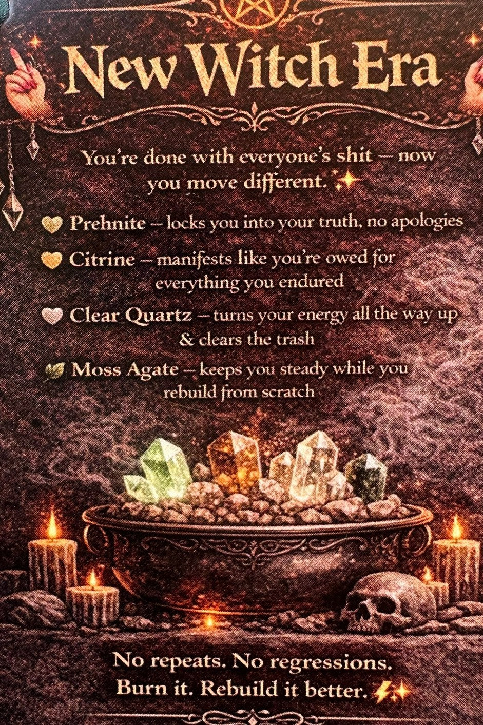New Witch Era Crystal Kit ~Prehnite Citrine Clear Quartz Moss Agate  ~ Gift Set
