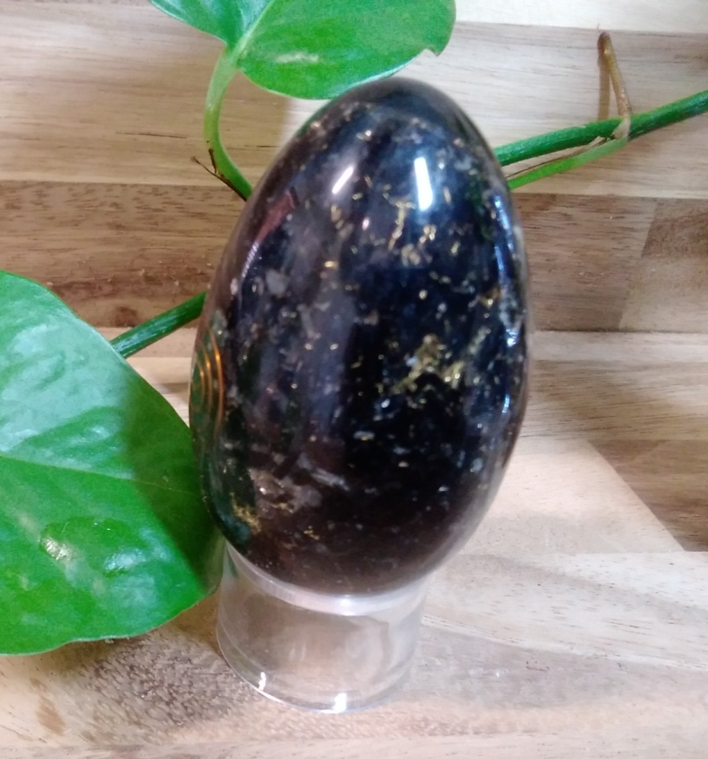Black Tourmaline Orgonite Egg ~ Energy Crystal ~ Gemstone Protection & Grounding