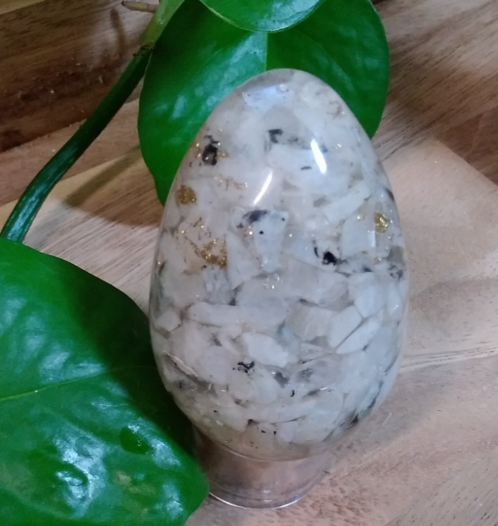 Moonstone Orgonite Egg ~ Energy Crystal ~ Gemstone ~ Intuition & Calm ~ Balance