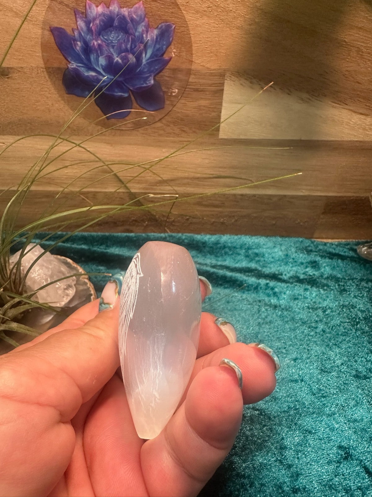 Hand Carved Selenite Heart Crystal ~ Cleanse • Calm • Protect Your Space