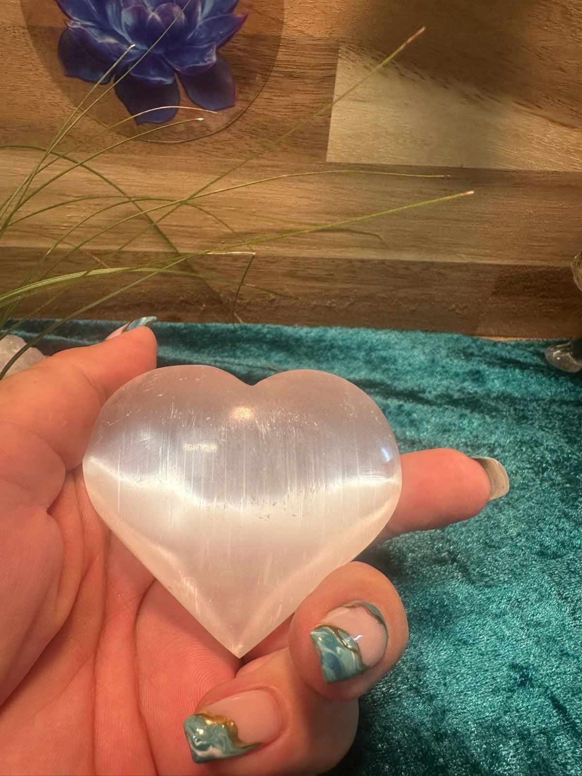 Hand Carved Selenite Heart Crystal ~ Cleanse • Calm • Protect Your Space