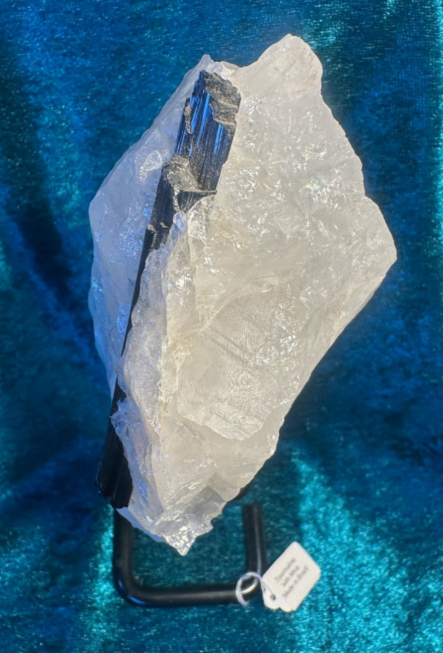 Stunning Black TOURMALILNE with Quartz & Mica Matrix ~ on stand ~ From Brazil