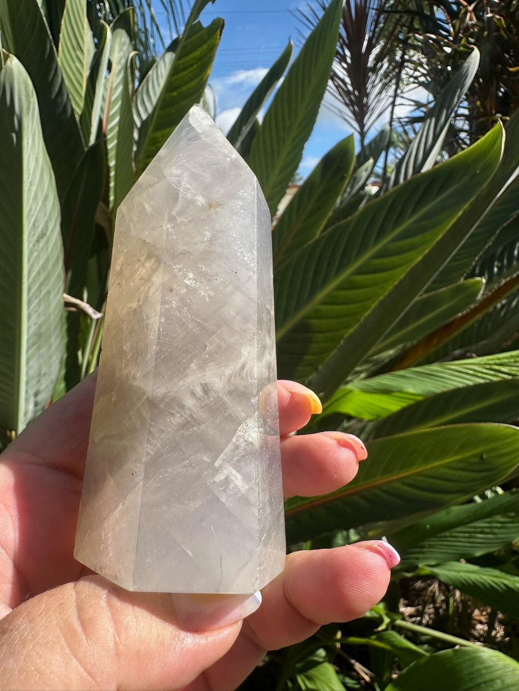 Blue Rose Quartz Tower Generator Crystal Point Healing Stone Natural Polished ~E