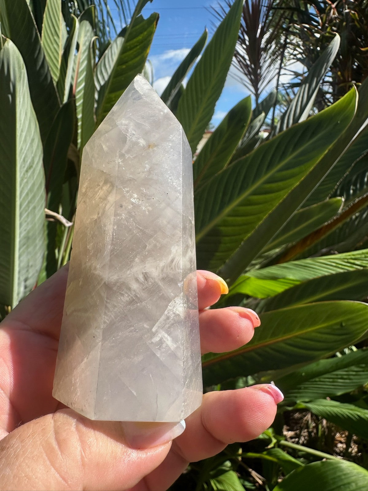 Blue Rose Quartz Tower Generator Crystal Point Healing Stone Natural Polished ~E