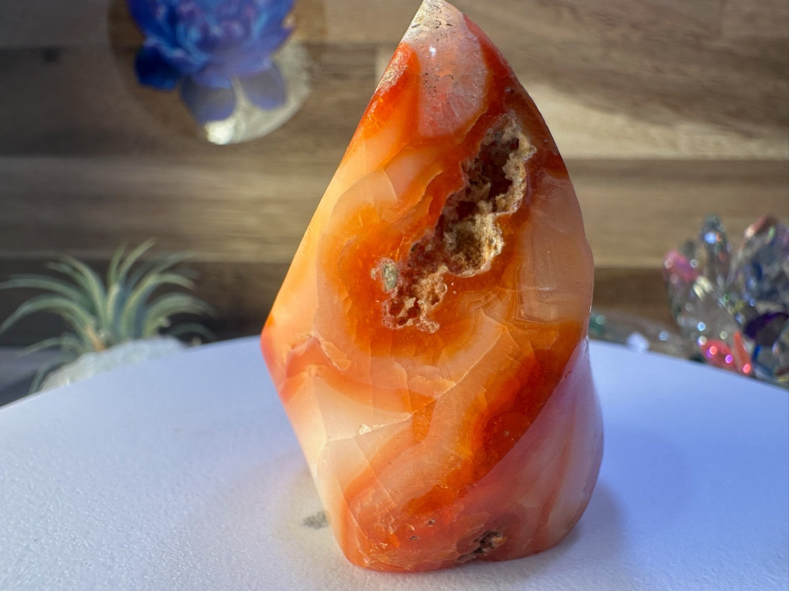 Carnelian Flame 55mm 75g Druzy Crystal Orange Polished Healing Stone