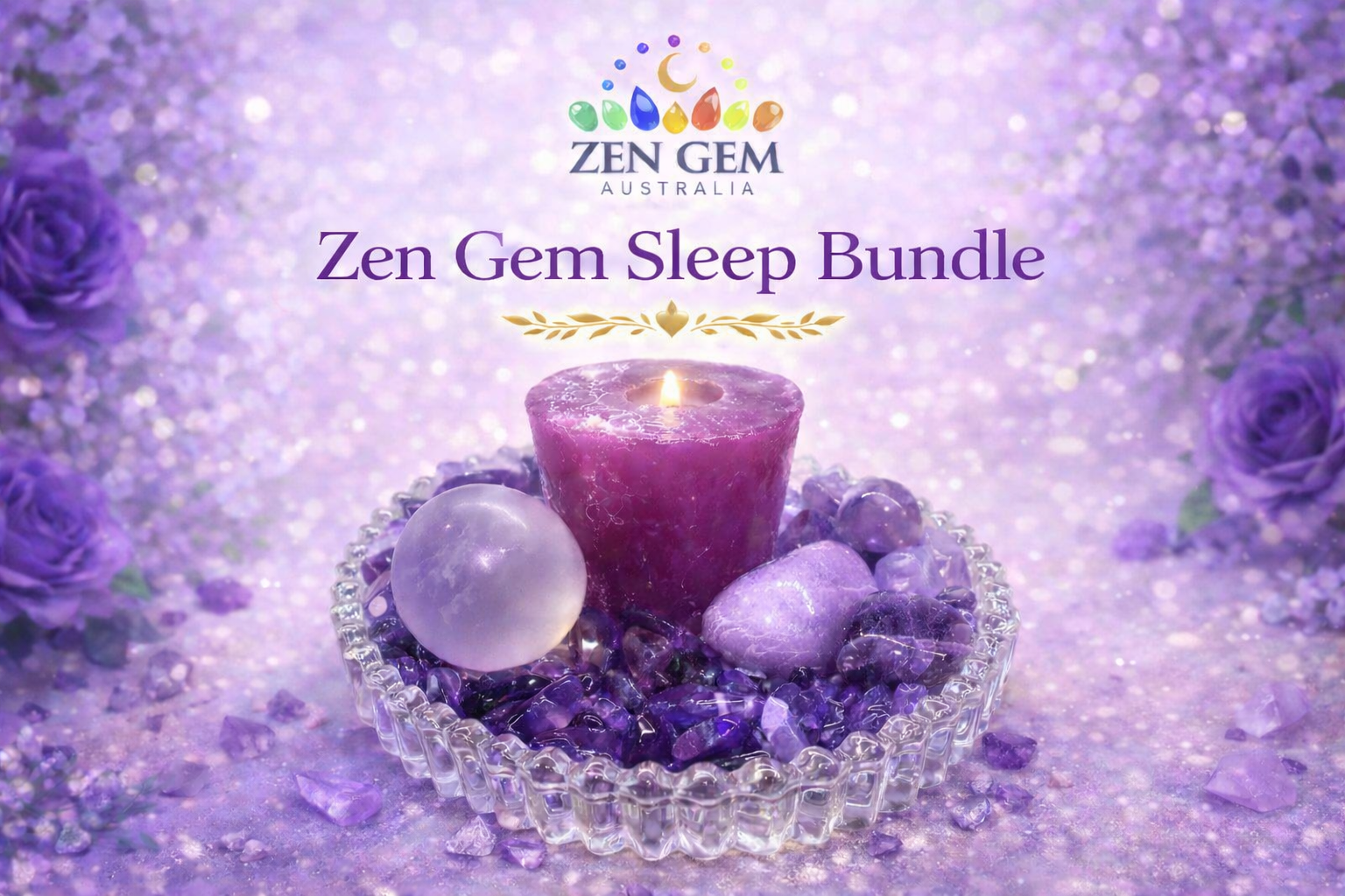 Zen Gem Sleep Bundle – Amethyst Crystal Gift Set Calm • Relax • Rest • Peaceful