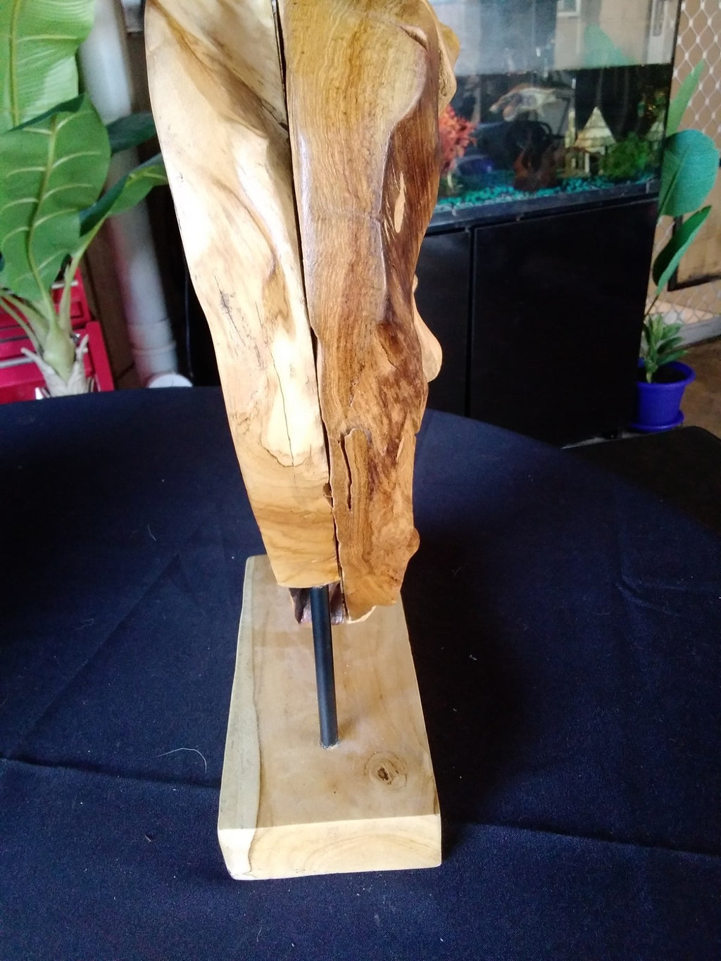 38cm ~ Rustic Wooden Love Heart Sculpture on Stand ~ Natural Timber Heavy Large
