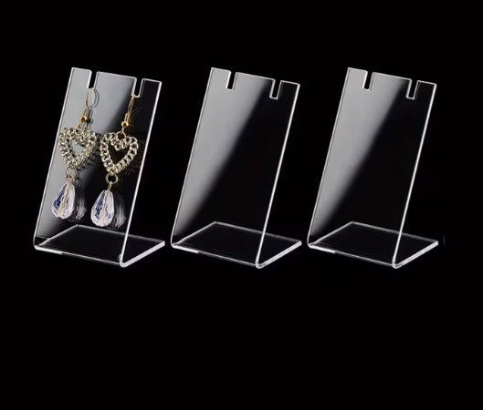 Acrylic Earring Holder – L-Shape Jewellery Display Stand (Single Pair) Display •