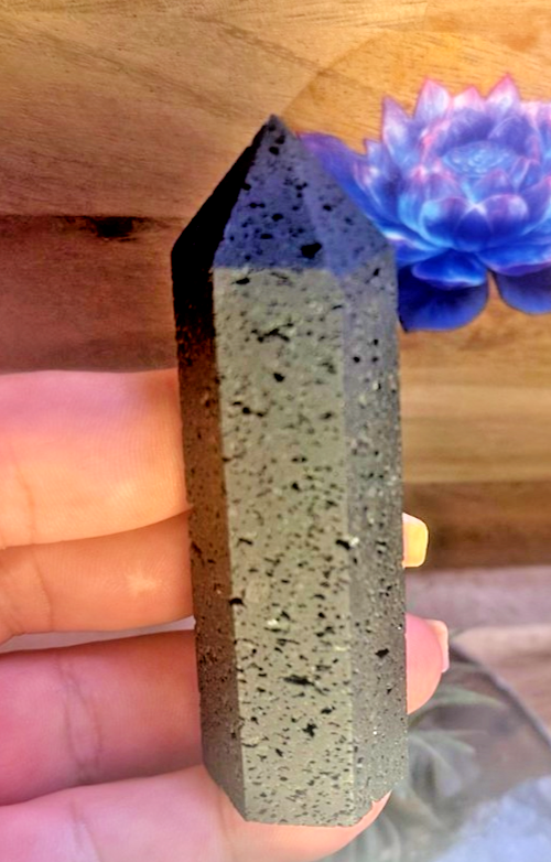 Black Lava Stone Tower – 90mm Volcanic Obelisk ~ Diffuser ~ Reiki ~ Meditation