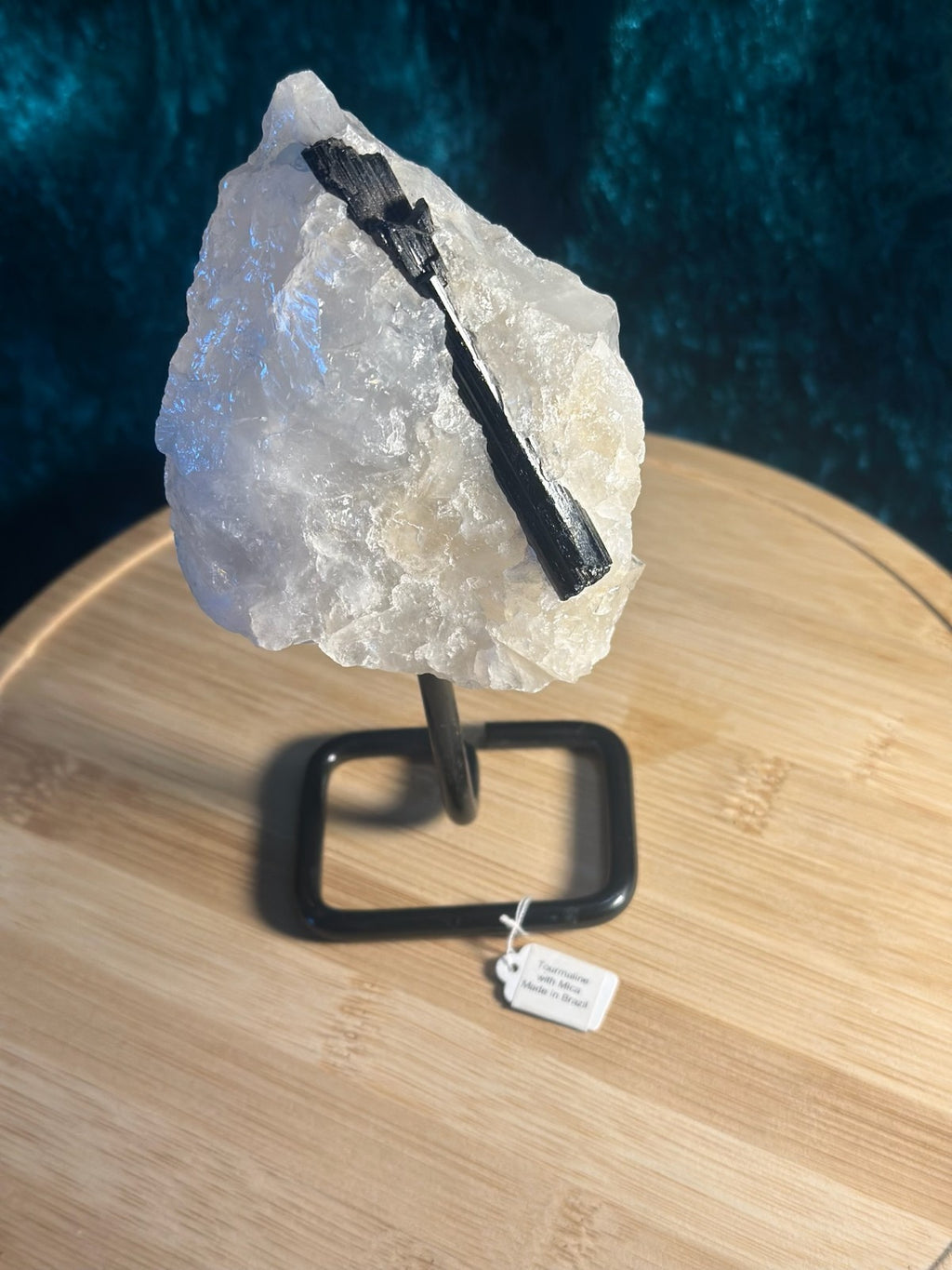 Stunning Black TOURMALINE with Quartz & Mica Matrix ~ on stand ~ From Brazil