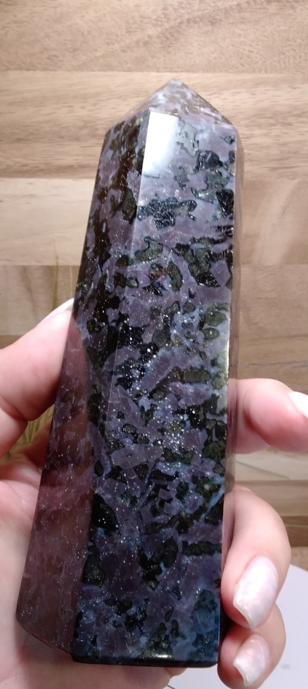 Indigo Gabbro Tower Crystal 16cm Mystic Merlinite Healing Stone Generator