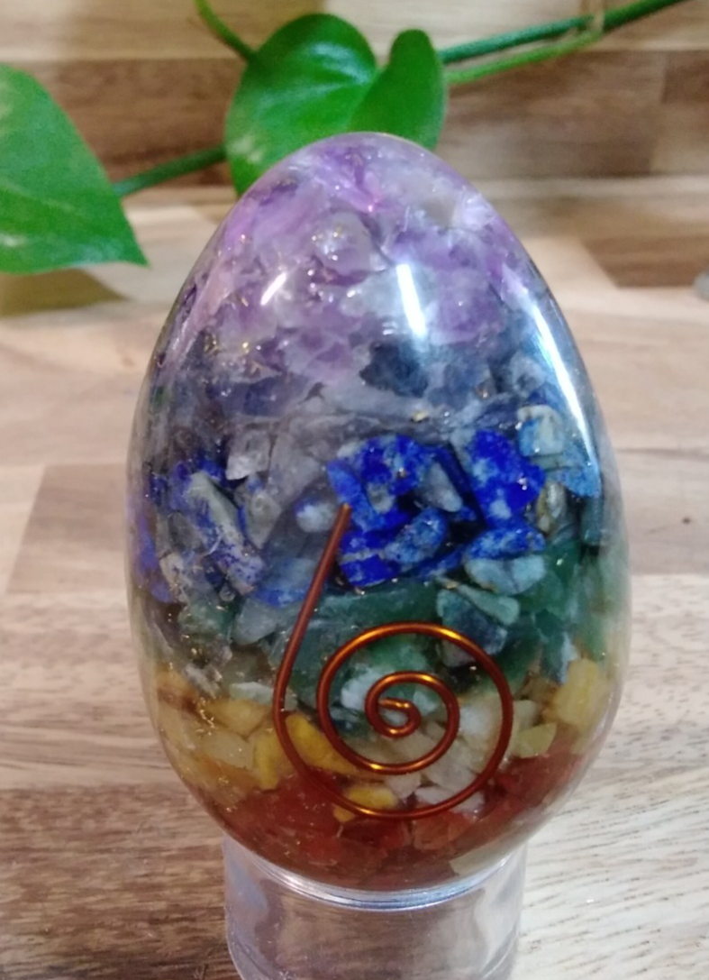 7 Chakra Orgonite Egg ~ Energy Balancing Crystal ~ Gemstone ~ Protect Harmonise