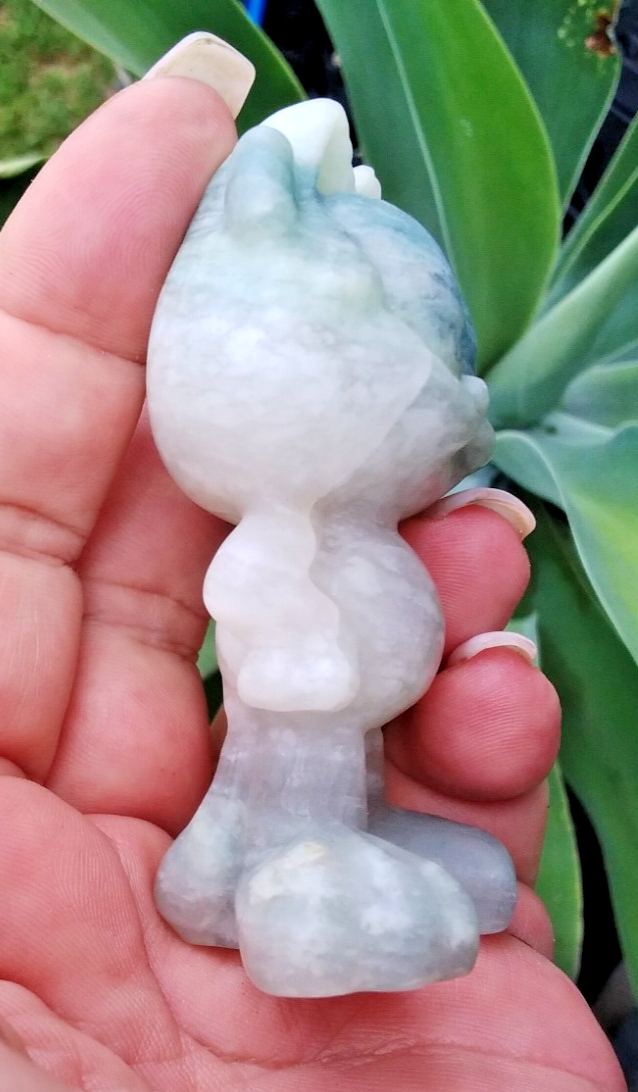 Jadeite Garfield Carving – 140g Crystal Figurine Luck • Harmony • Protection