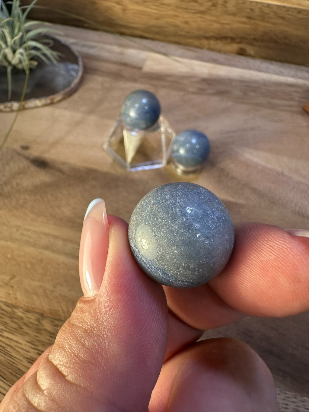 Blue Quartz Sphere 2cm – Mini Crystal Ball Calm • Communication • Clarity • Peac