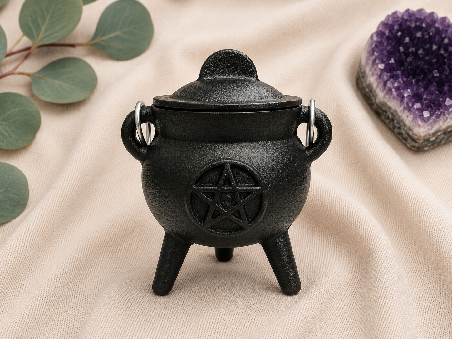 Cast Iron Witches Cauldron ~ 12 cm Pagan Wicca Altar Halloween Decoration Ritual