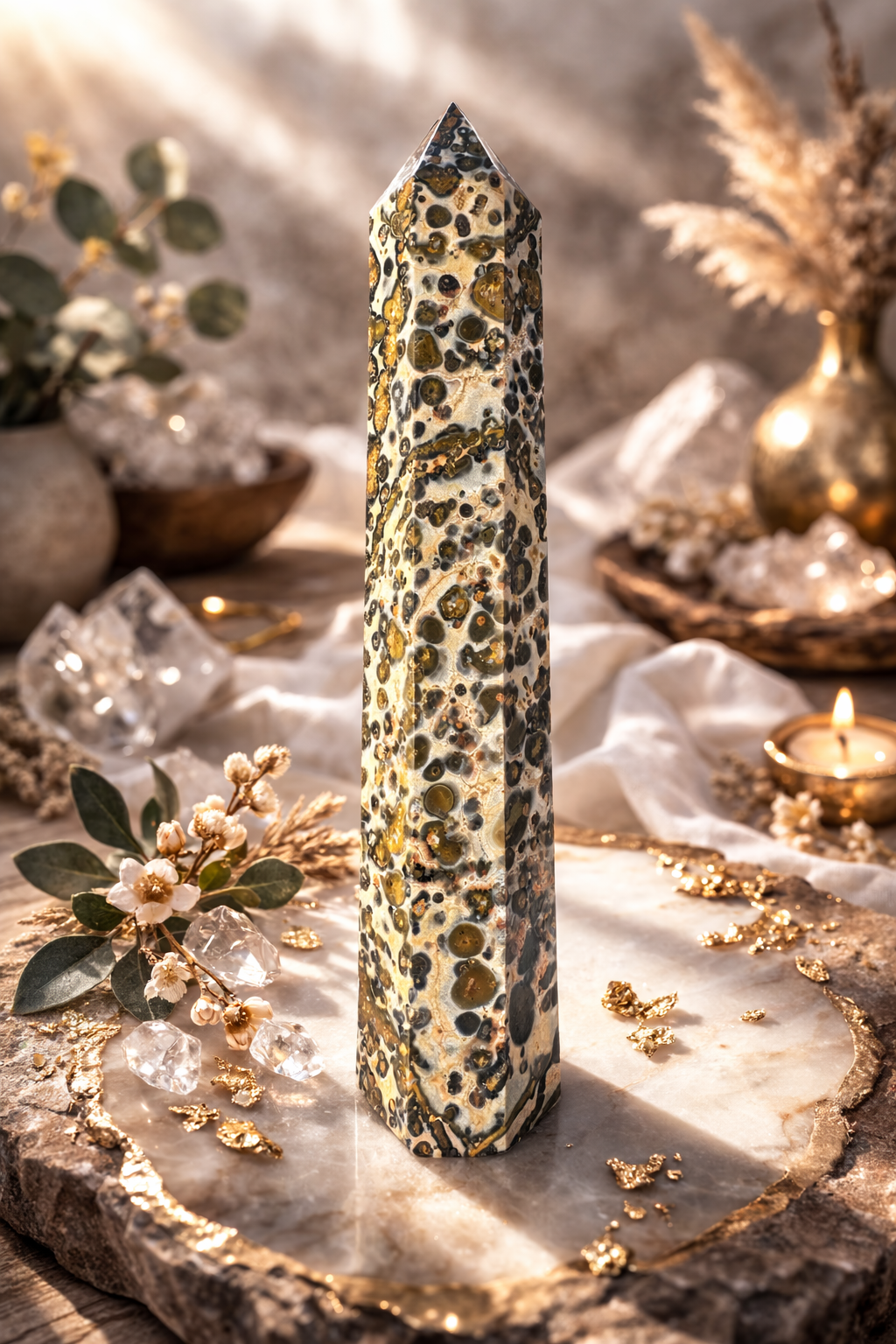 Leopard Skin Jasper Tower – 175mm Statement Crystal Point ~ Healing ~ Africa