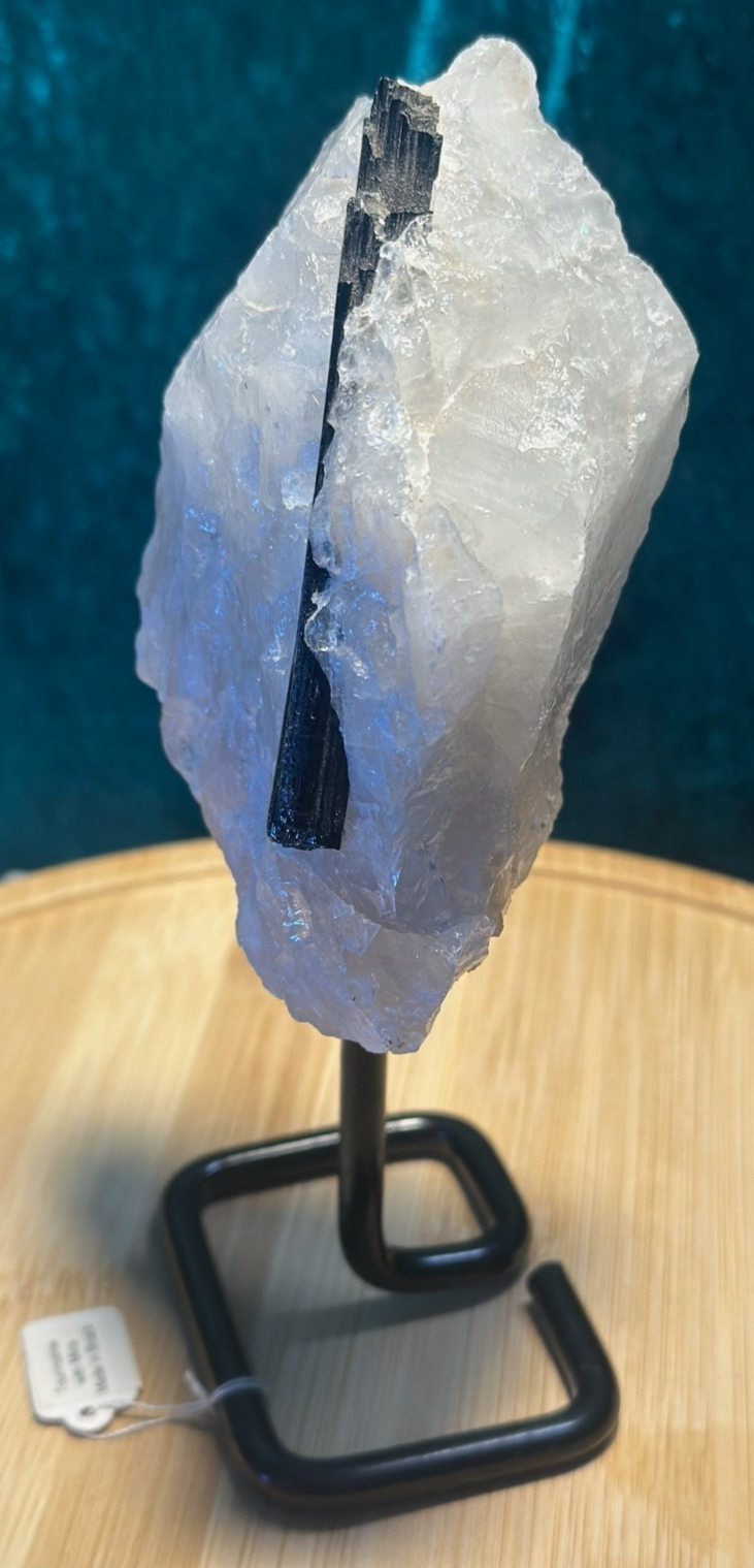 Stunning Black TOURMALILNE with Quartz & Mica Matrix ~ on stand ~ From Brazil