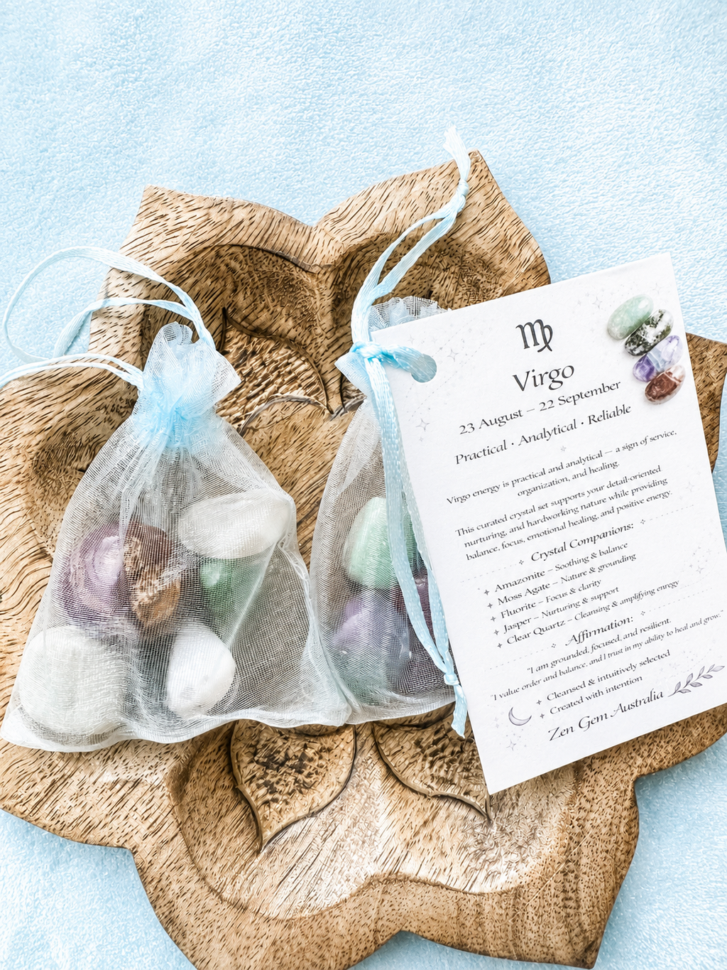 Virgo Zodiac Crystal Gift Set ~ Horoscope Crystals ~ Healing Kit Astrology Sign