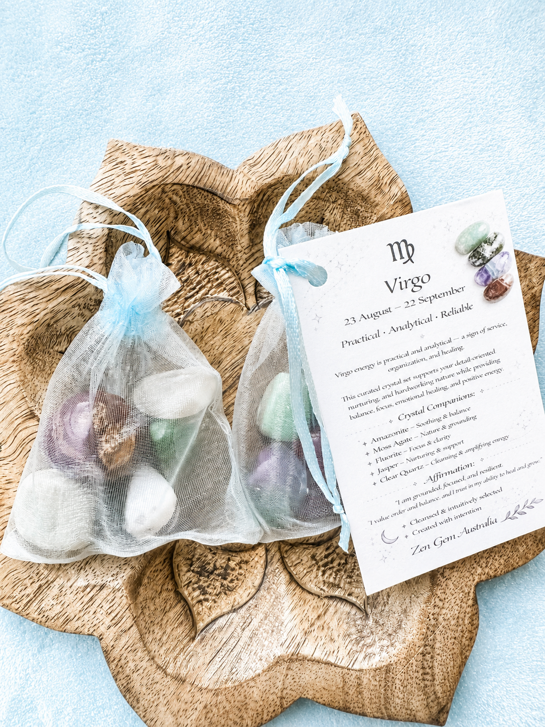 Virgo Zodiac Crystal Gift Set ~ Horoscope Crystals ~ Healing Kit Astrology Sign