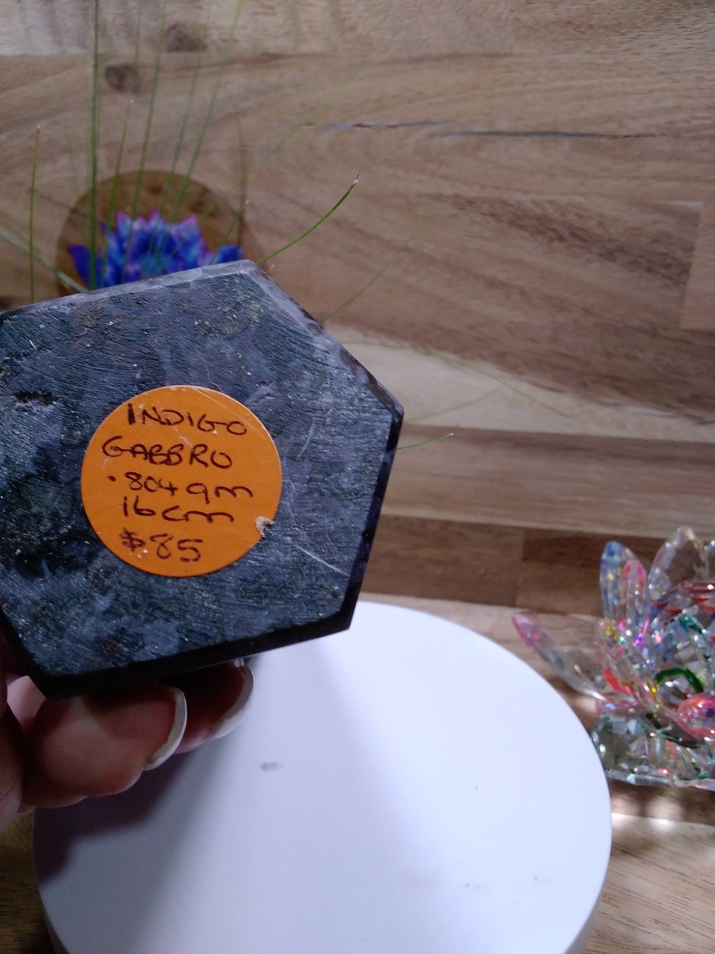 Indigo Gabbro Tower Crystal 16cm Mystic Merlinite Healing Stone Generator