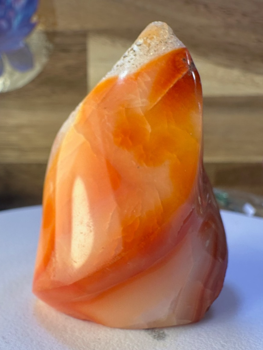 Carnelian Flame 55mm 75g Druzy Crystal Orange Polished Healing Stone