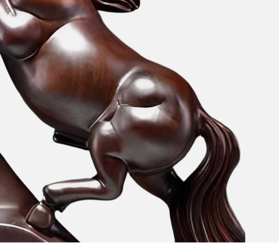 2026 Year of the Horse ~ Hand-Carved Wooden Horse Statue – Rearing Stallion