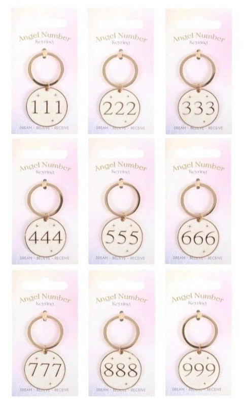 Angel Number Keyrings ~ Metal Charm Key Rings ~ Numerology Protection