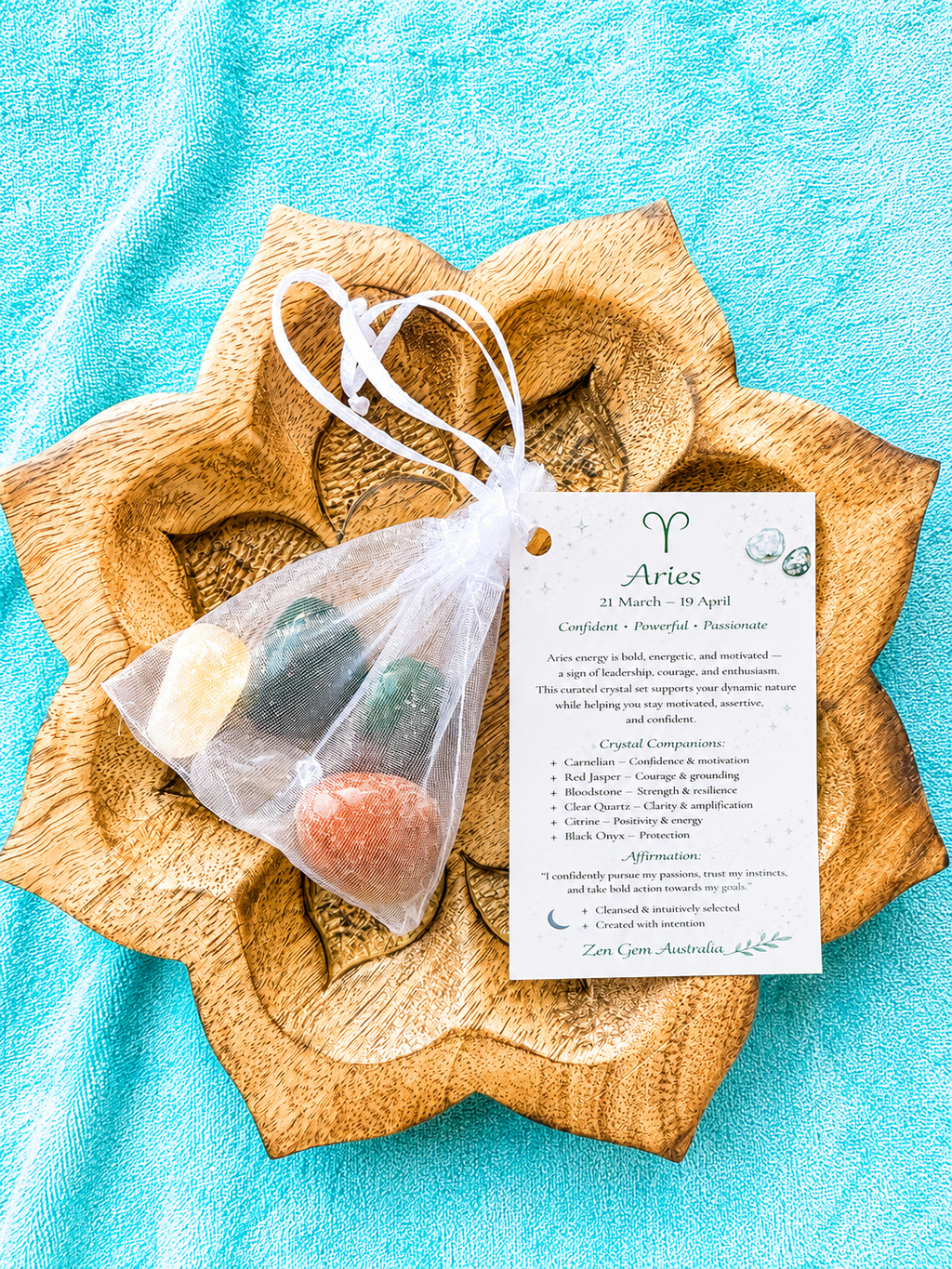Aries Zodiac Crystal Kit ~ Astrology Gift Set ~ Healing Crystals Horoscope