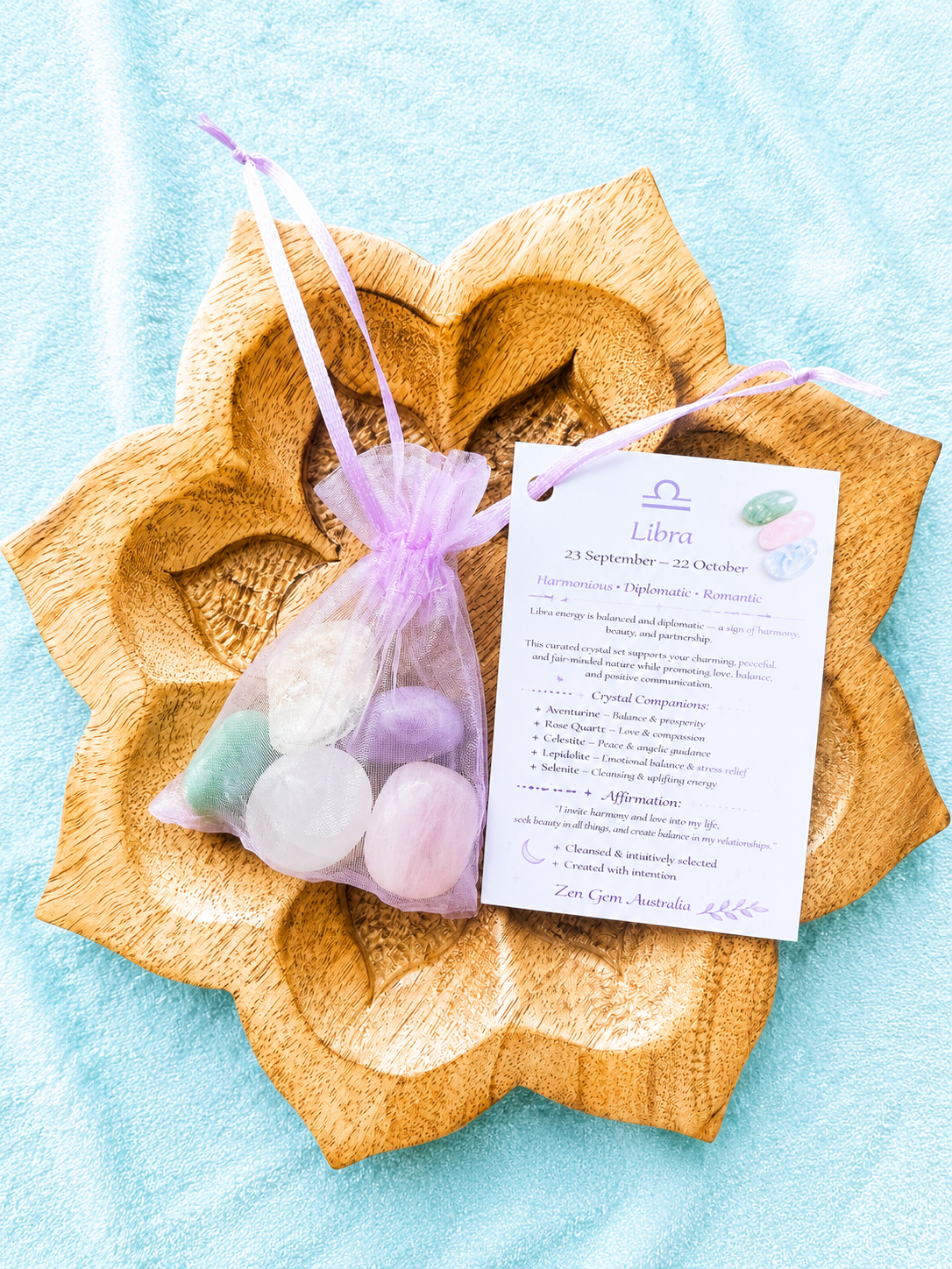 Libra Zodiac Crystal Kit ~ Astrology Gift Set ~ Horoscope Healing Crystals