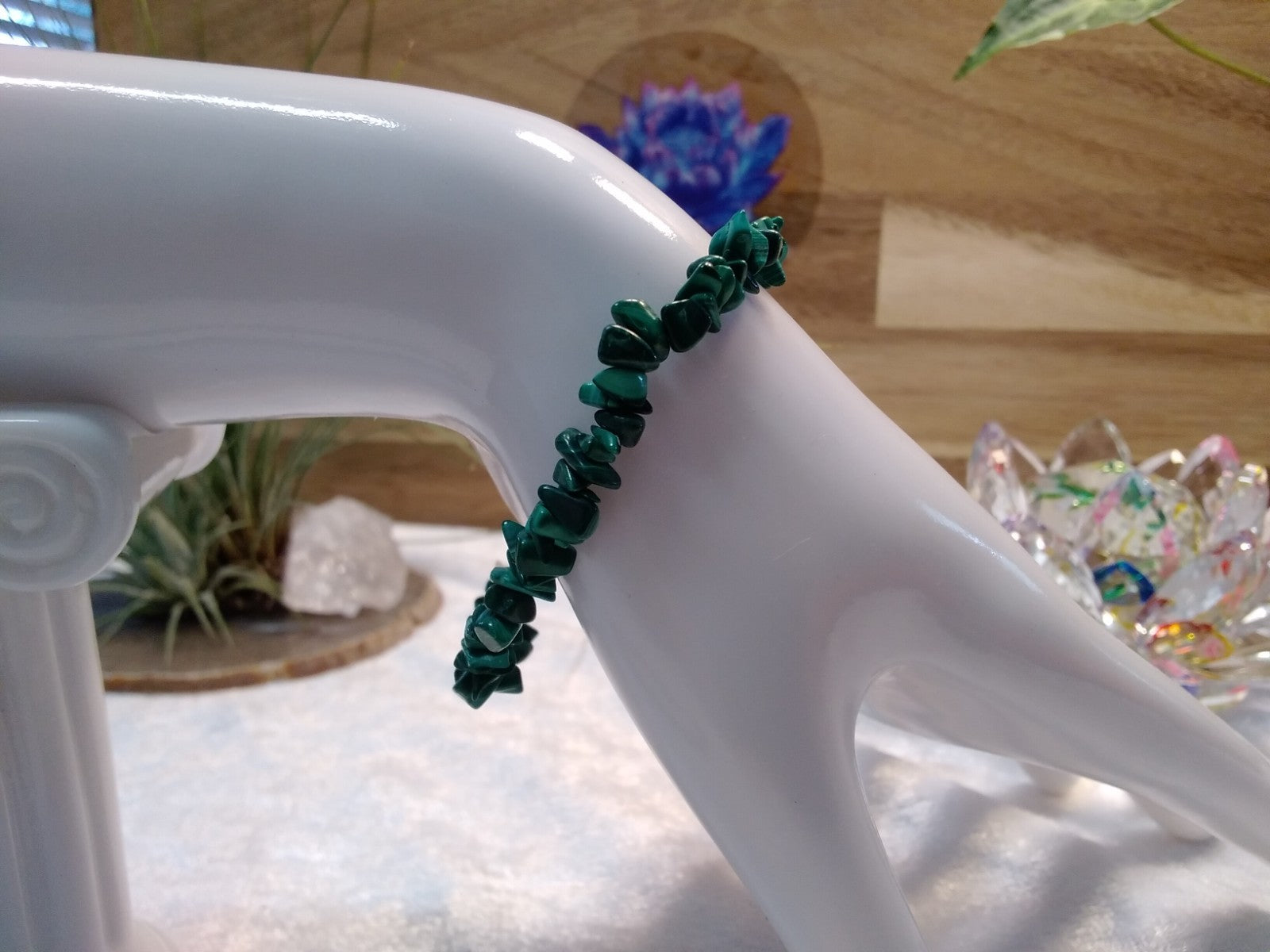 Natural Malachite Crystal Chip Bracelet – Elastic ~ Transformation • Protection