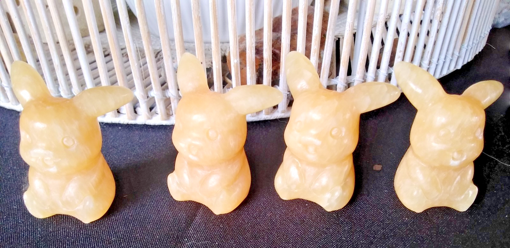 Orange Calcite Pikachu Carving – 5.5cm Crystal Figurine Joy • Confidence
