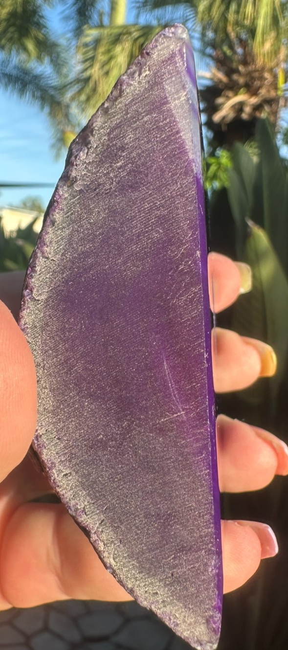 Purple Agate Druzy Slice ~ Crystal Geode Polished Display ~ 80mm 208g