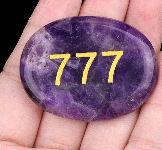 Engraved Angel Numbers Palm Stones, Spiritual Guidance Gift for Anxiety Relief,