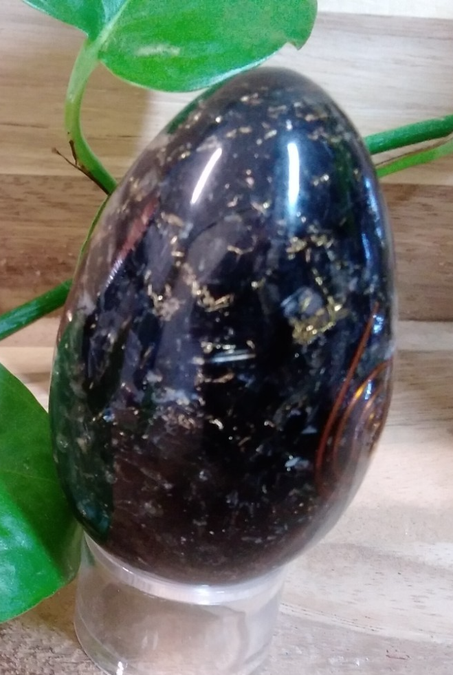 Black Tourmaline Orgonite Egg ~ Energy Crystal ~ Gemstone Protection & Grounding