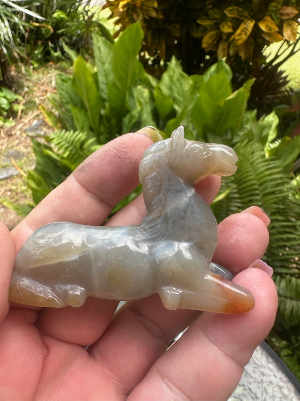 Agate Horse Carving ~ 7.5cm ~ Natural Crystal Horse Figurine ~ Animal Statue (B)