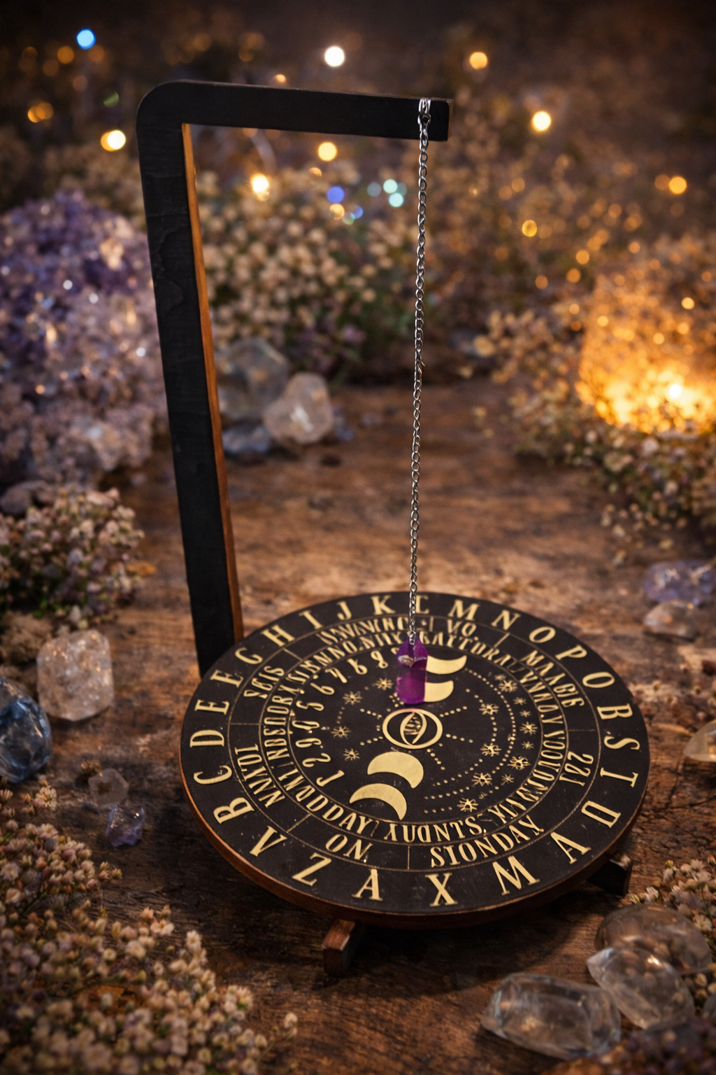 Pendulum Divination Board with Stand & Amethyst Pendulum Spiritual Guidance •
