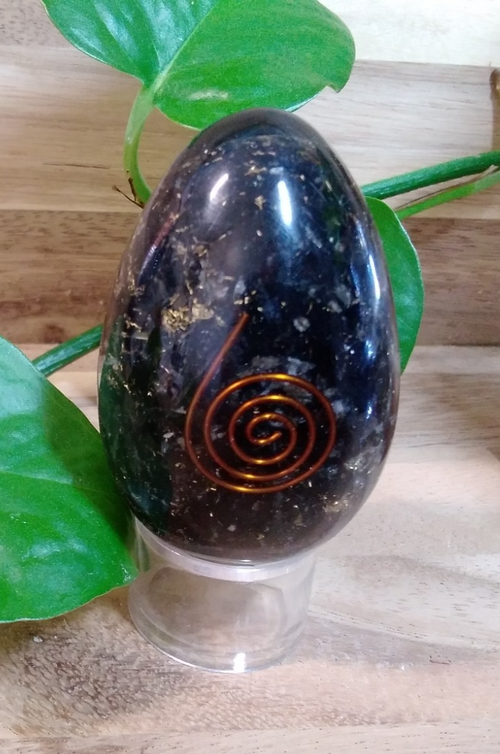 Black Tourmaline Orgonite Egg ~ Energy Crystal ~ Gemstone Protection & Grounding