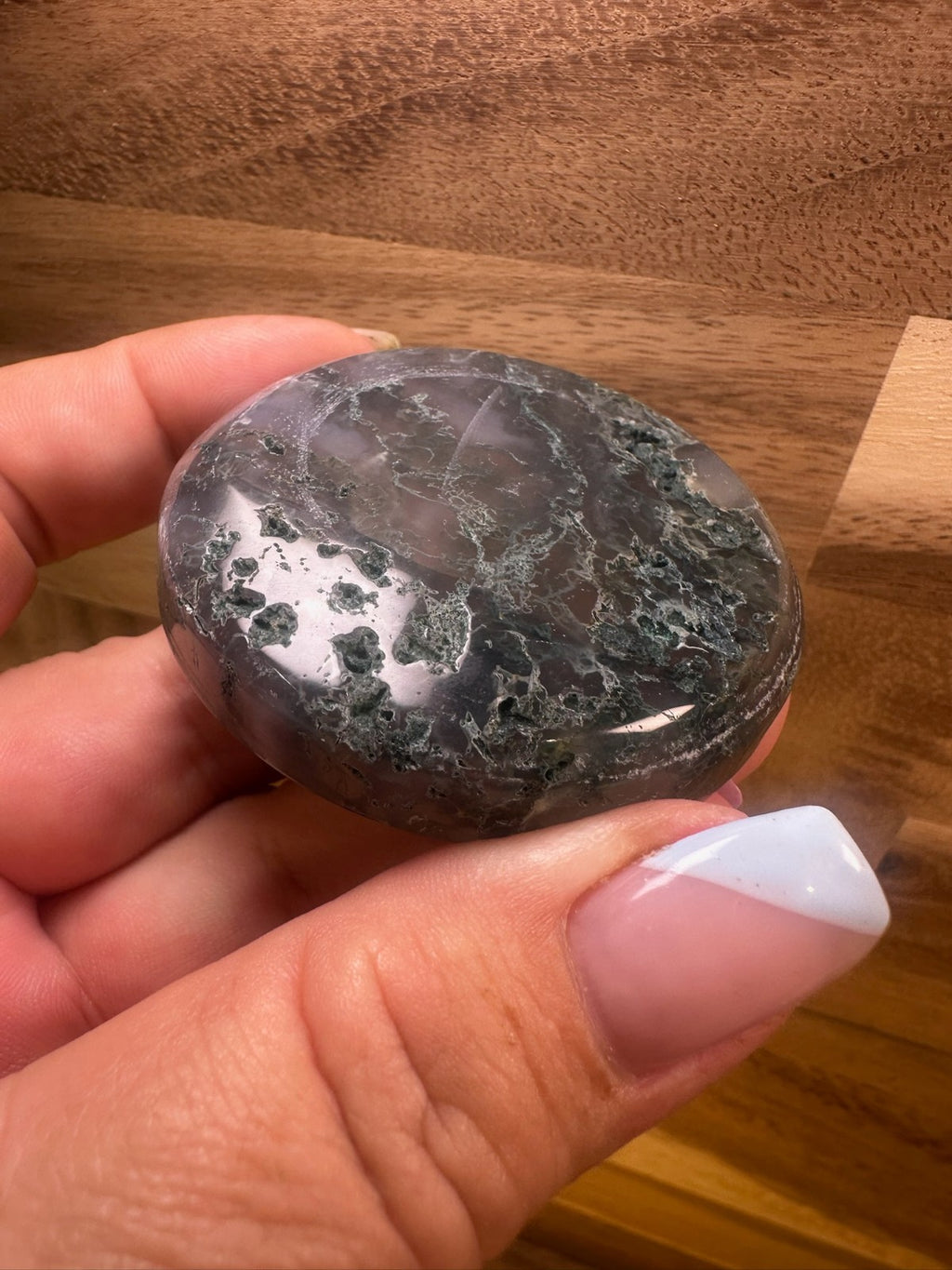 Moss Agate Bowl – 2 Inch Crystal Dish ~ Abundance • Growth • Grounding • (A)