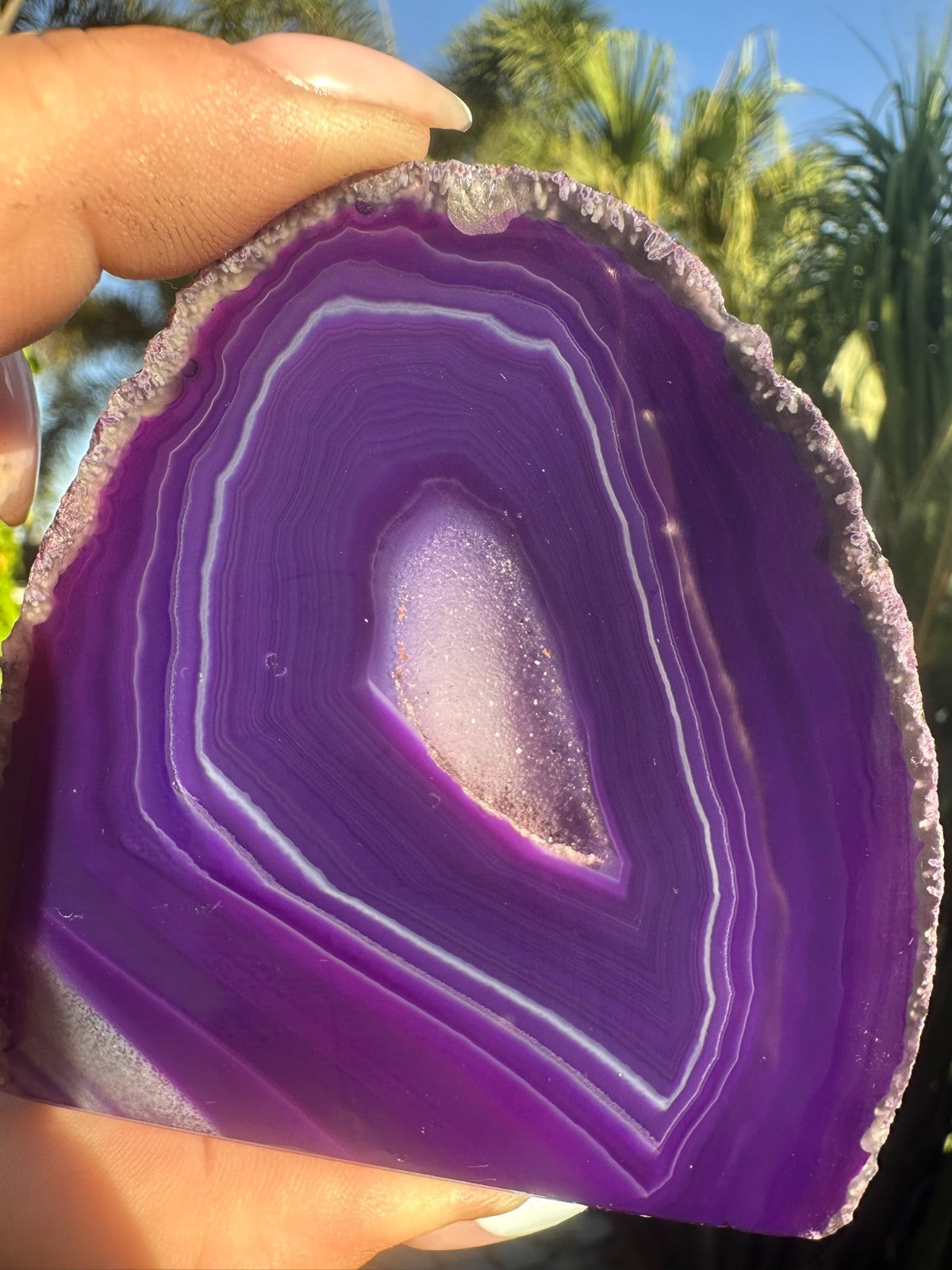 Purple Agate Druzy Slice ~ Crystal Geode Polished Display ~ 80mm 208g