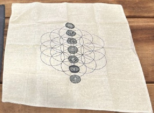 Flower of Life – Crystal Grid / Altar Cloth 30 x 30 cm ~ Calico Cloth