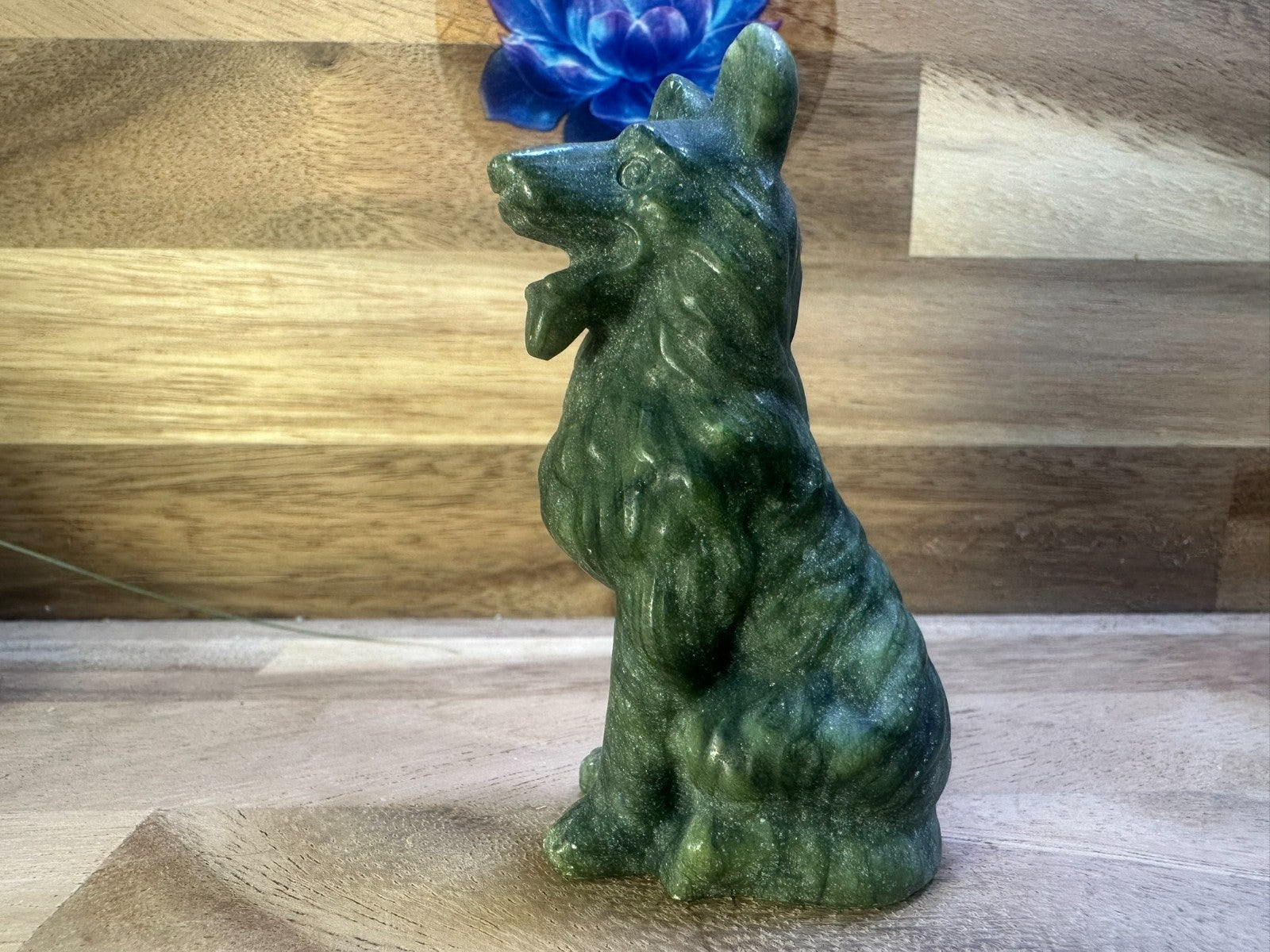 Serpentine German Shepherd / Wolf Carving – 7.5cm Loyalty • Protection •