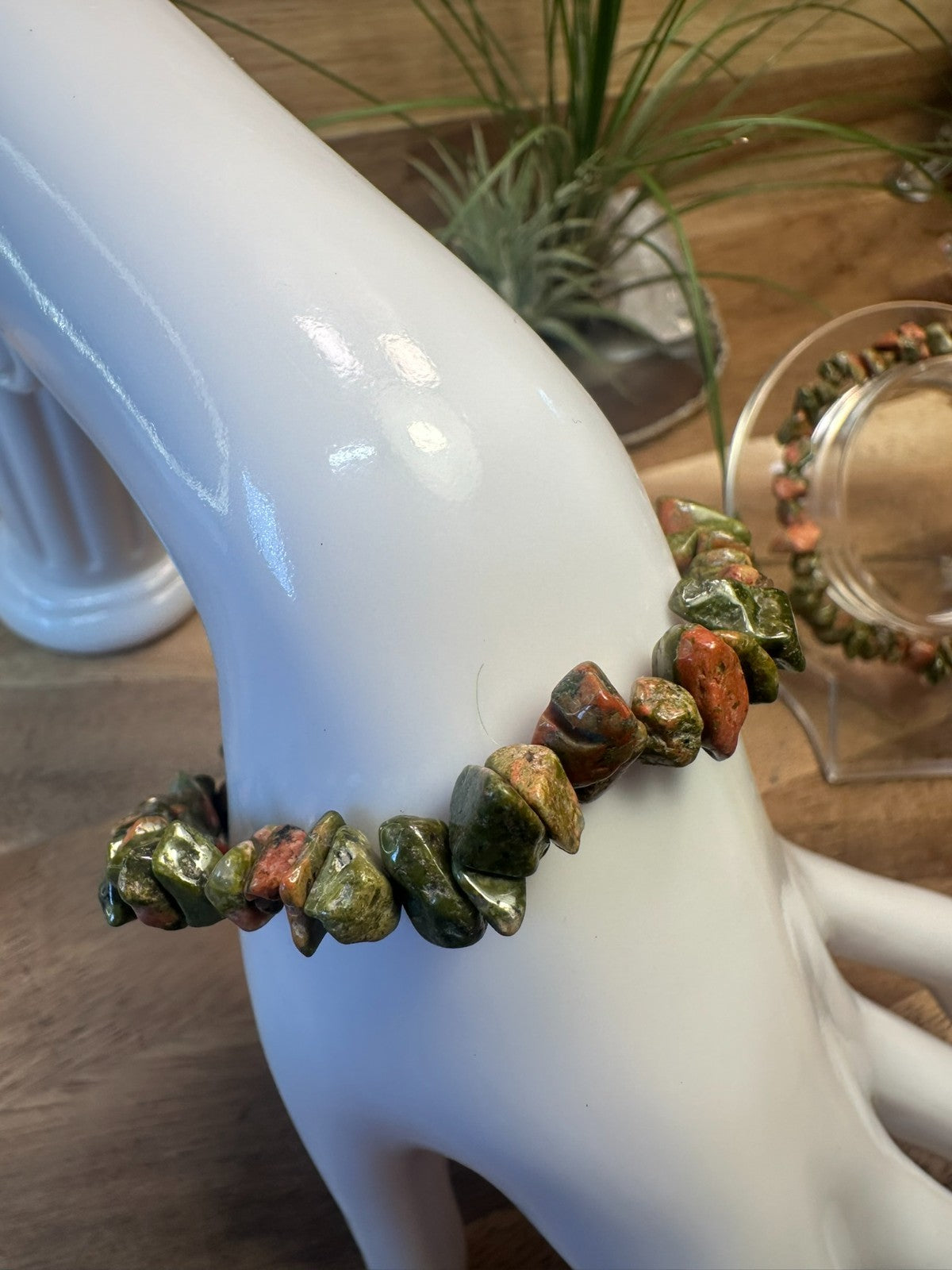 Unakite Chip Bracelet – Elastic ~ Emotional Balance • Growth • Grounding