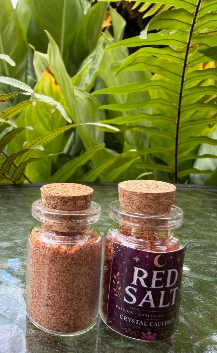 Mini Red Rock Ritual Salt Bottle ~ Wicca Pagan Spell Jar Altar Magic Witchcraft