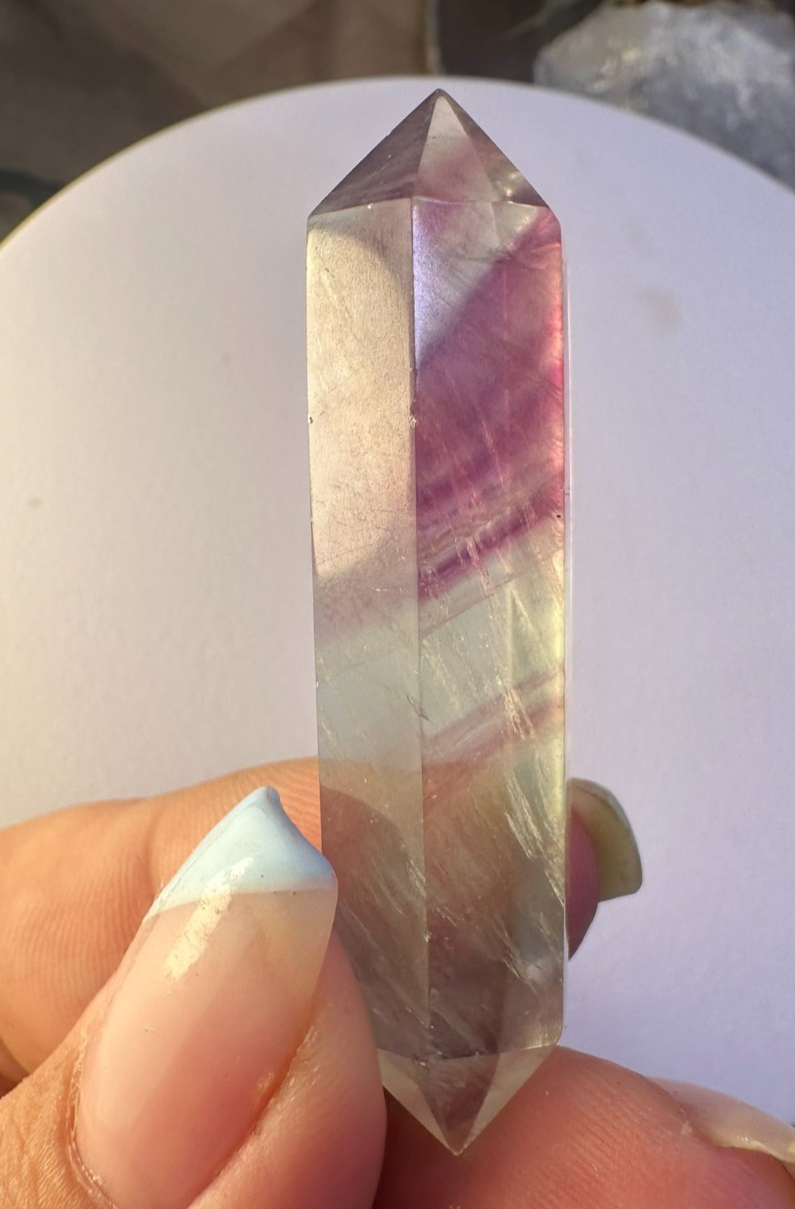 Rainbow Fluorite Double Terminated Point – 60mm Clarity • Focus • Balance • (B)