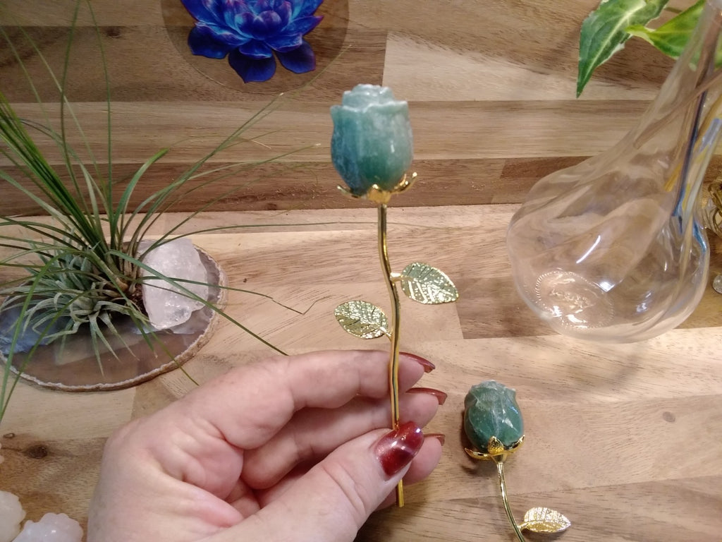 Crystal Rose Flower ~ Hand Carved Natural ~ Gemstone ~ Vase (16cm) ~ 39 grams