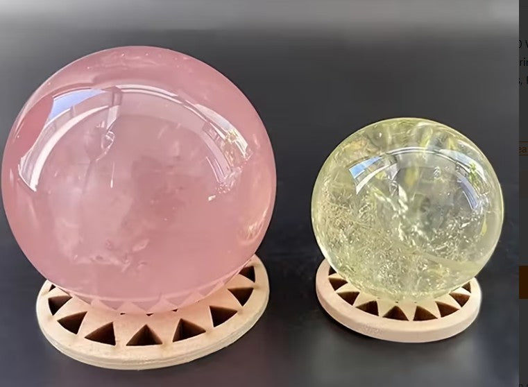 Wooden Crystal Ball Stand ~ Sacred Geometry Hollow Sphere ~ Display Base (5 cm)