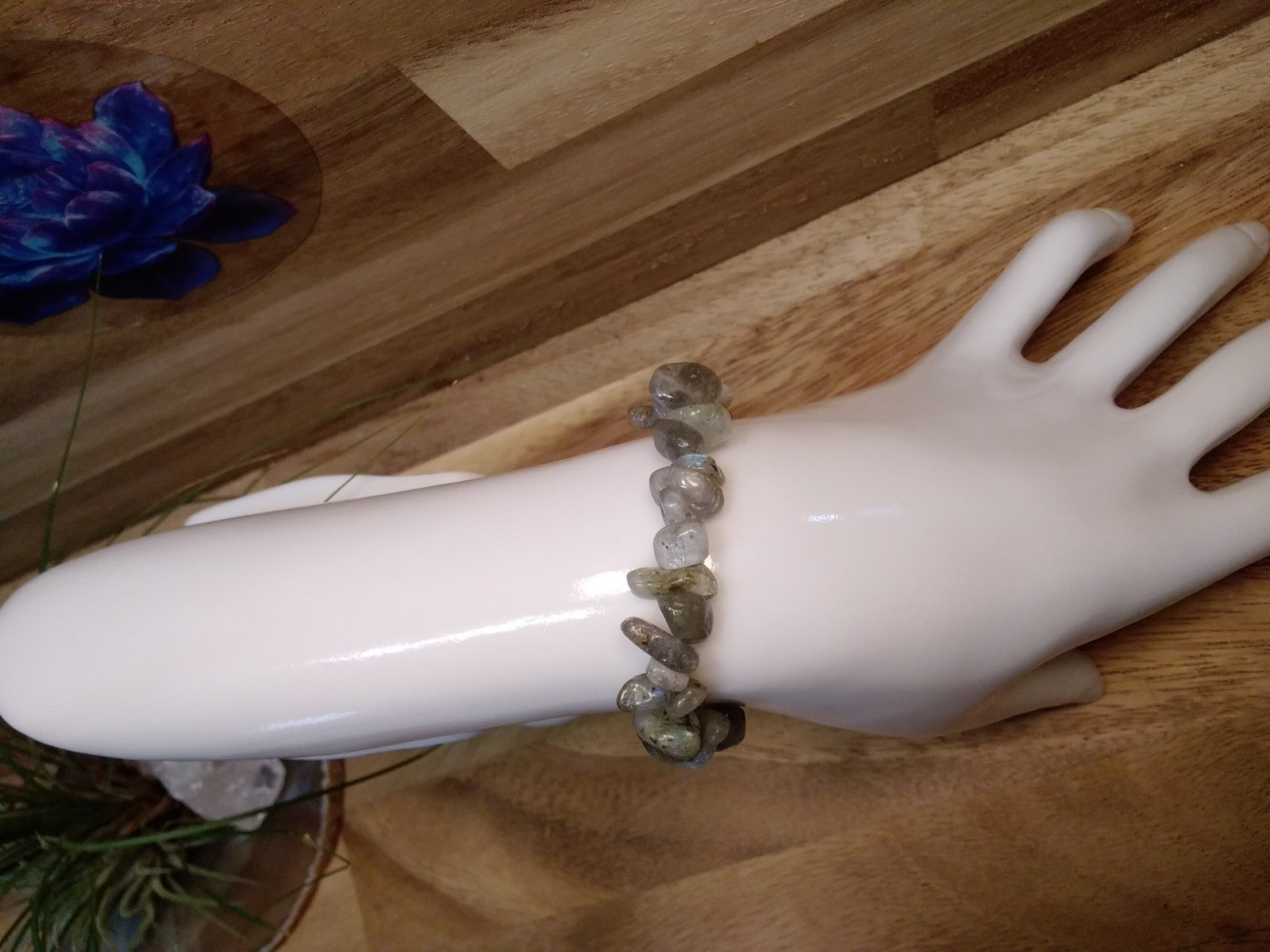 Labradorite Crystal Chip Bracelet – Elastic ~Transformation • Intuition •