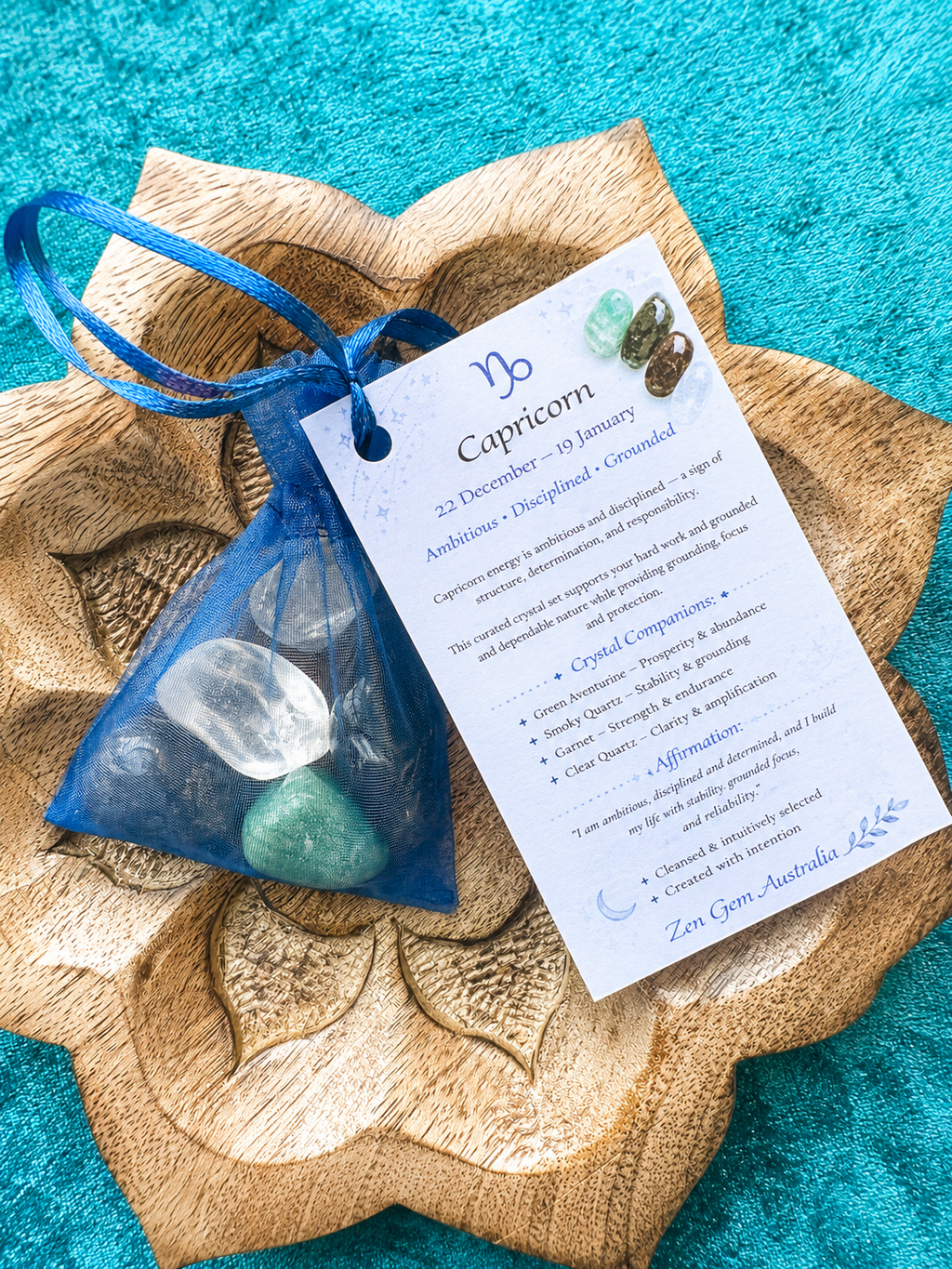 Capricorn Zodiac Crystal Kit ~ Astrology Gift Set ~ Horoscope ~ Crystals Healing