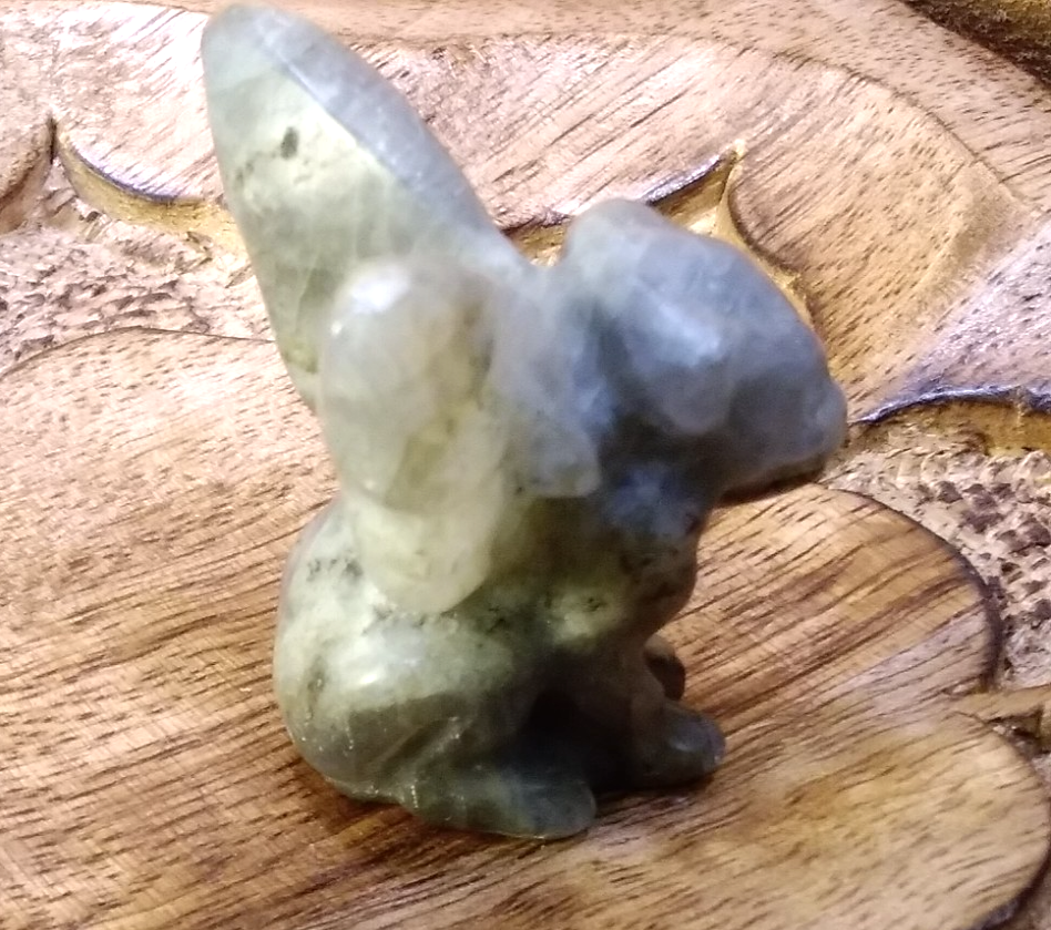 2" Natural Labradorite Gargoyle Skull Hand Carved Crystal Protection • Intuition